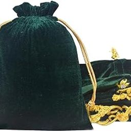 DLC set of 10 Velvet Potli Bags for Return Gift, 7x9 inch Green color pouch for Wedding gifts, ladies gift items for wedding, Women Jwellery Handbag by Dulhan-image-15