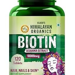 Vlado's Himalayan Organics Biotin 10000mcg for Hair Growth - 120 Tablets-11