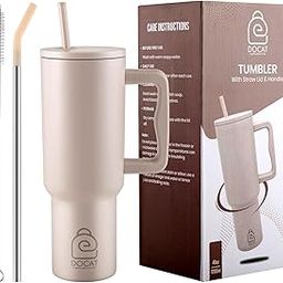 1200ML Stainless Steel Tumbler with Lid and Straw, Hot and Cold Double Insulated Sipper Mug, 100% Leak Proof Coffee Tumbler Cupholder for Office, Gym, Travelling (Oatmeal)-18