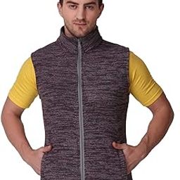 Mens Standard Length Fleece Half Sleeves Melange Jacket-image-1