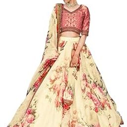 Women's Organza Semi-stitched Lehenga Choli (7064_Maroon_Free Size)-image-55
