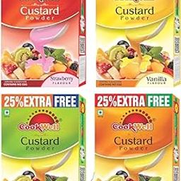 Cookwell Custard Powder - Vanilla, Mango, Pineapple, and Strawberry Flavours | Delicious Flavourful Creamy Dessert Mix for Puddings, Fruit Salads and Parties (Pack of 4, 100g each)-image-25