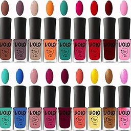 Volo Brilliance Glossy Shine Nail Paint Combo of 18 Pcs(Brown, Purple, Nude, Orange, Green, Pink, Red, Maroon, Pink, Green, Blue, Pink, Magnta, Maroon, Orange, Light Golden, Golden, Pink 126 ml)-image-62