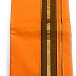 Men's Traditional Pooja 9x5 Pure Cotton Dhoti (Orange Kasari/Kavi, Free Size)-image-27