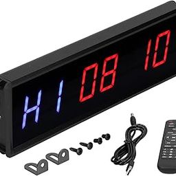F FABOBJECTS® LED Interval Timer, 5V 2A Aluminum Alloy Wall-Mounted Gym Timer for Individual Home Fitness Training for Group Training-28