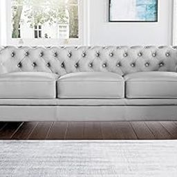 ES ESPINHO ESPN0001 Solid Sal Wood Leatherette Upholstered Button Tufted Chesterfield 3 Seater Sofa Set for Living Room, Steel Grey Color-image-46