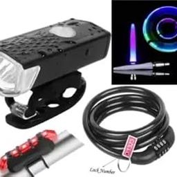 FCC Racing Bicycle Combo: Front Light, Back Tail Light, Tyre Valve Light & Wire Number Lock (Multicolor)-13