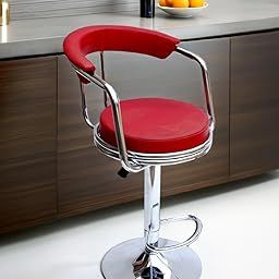 Office Chair Classic Height Adjustable Bar Stool/Kitchen Chair (Red, Set of 1) | Heavy Duty Joint Free Base | ISO Certified Company-image-34