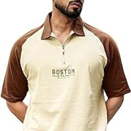 || Mens || Printed || Raglan Half Sleeve || Polo Neck || Cotton || T-Shirt-image-52