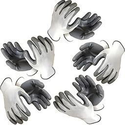 WISHPOOL 5 PAIR Anti Cutting Cut Resistant Hand Safety Gloves Cut-Proof Protection with Rubber Grade Wet and Dry Glove Nylon, Rubber Safety Gloves-image-34