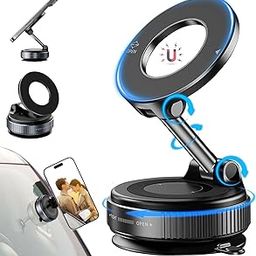 Jukmen Vacuum Magnetic Phone Holder for Car Dash/Windshield, 360° Rotatable Dual-Axis Adjustable Arms, Super Strong Suction Cup Mount - Hands-Free Magnetic Holder for Gym Mirror & Smooth Surfaces-image-35