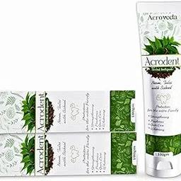 Acroveda Herbal Toothpaste | Whitening and Gum Care | Healthy Teeth | Fresh Breath | Cavity Prevention with Natural Herbs Neem, Tulsi & Babool for men and women100gm (Pack of 2)-image-4