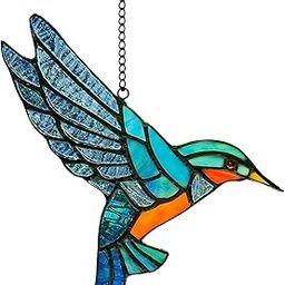 Hummingbird Suncatcher - Stained Glass Window Hanging, Sun Catcher Indoor/Outdoor Ornaments for Christmas or Birthday Gifts-image-98