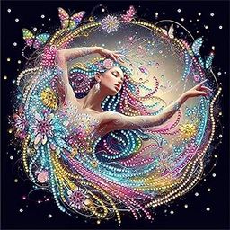 CHEFERYN 5D Diamond Stone Painting Kit, a Girl Dance with Butterflys, Rhinestone Extremely Shiny Diamond Painting Art, Abstract Style Room Decoration (30Cm X 30Cm)-image-8