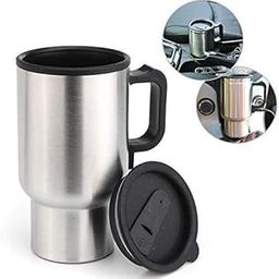 kriya 1 Pcs Stainless Steel Car Heater Mug 12 V Car Charging Electric Kettle for Hot Coffee Drinks Cup Heated Thermos (Silver)-image-6