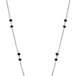 Womens 925 Sterling Silver & Black Toned Cz Studded Rhodhium Plated Circular Mangalsutra-image-35