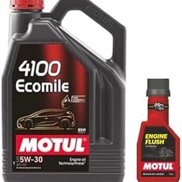 Motul 4100 Ecomile 5W-30 (4.5L) API SP Technosynthese Engine Oil for Petrol, Diesel & CNG Cars with Engine Flush(250ml) Combos-6