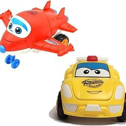 Petrichor Plastic Unbreakable Friction Powered Toy Aeroplane & Car Robot, Multi Color | Robot Deforming Converting Mini Aeroplane or Car to Robot Toys for Children-29