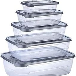 Rectangular Plastic Food Storage Container with Air Tight Lid Kitchen Container Meat Box Fridge and Freezer Storage Boxes Bowl - 225ml, 325ml, 650ml, 1250ml, 2200ml, 3500ml, 6 Pcs, Clear-9