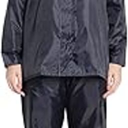 Women's Waterproof Reversible Double Layer Solid Raincoat with Pant (RG-2) (Black)-image-64
