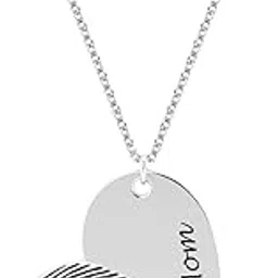 lecalla Personalized Customized Actual Fingerprint Engraved Memorial Necklace for Women-picture-22