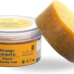 Rustic Art Organic Orange Turmeric Shaving Soap | Sulphate, Paraben & Fragrance Free | Suitable for All & Sensitive Skin Type | 50 Gram Bar-24