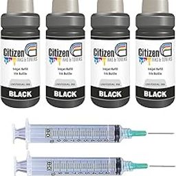 Universal Refill Ink for Ink Cartridge Refilling | Compatible for All Inkjet Printers | Perfect Vibrant Shades | High Page Yeild + Syringe - 100ml Per Bottle (4 bk ink 3 syringe)-17
