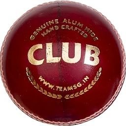 SG Club Cricket Balls | Colour: Red | Pack Size: Pack of 1 | Water-Resistant Leather Ball | Suitable for Practice Game | Tournament Game Cork-image-55