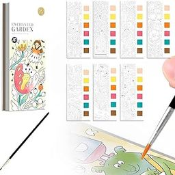 REXEZ Watercolor Painting Books for Beginners Pocket Book with 1 Paint Brush Painting Fun for Children Cartoon Watercolor Paint Book Gift Watercolor Paint Bookmark (21 Sheets)-41