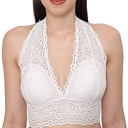 Women's Lace Spandex Padded Wire Free Adjustable Straps Lace Floral Pattern Everyday Bra | Smooth Lace Full Coverage Bralette Bandeau Bra Crop Tube Top, Free Size-picture-35