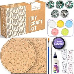 Craftinger Large Lippan Art Kit (12 Inch or 30 cm) - DIY Decor with Pre-Marked MDF Shapes, Acrylic Colors, and Mirrors-5