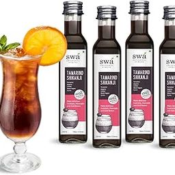 Swa Artisanal Syrups - Tamarind Shikanji, 100% Natural, Pack of 4, Makes 48-60 Drinks, Syrup for Cocktails / Mocktails / Lemonades (250ml x 4)-image-87