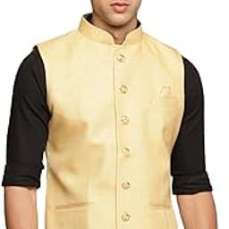 Men's Slim Fit Mandarin Collar Solid Yellow Nehru Jacket-AK-51340-31_Yellow-image-1