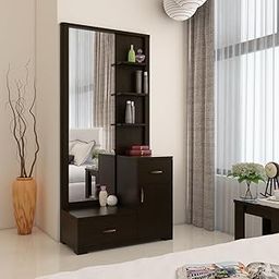 Spacewood Dressing Table | Harmony | 3 Year Warranty | 3 Shelves & 2 Drawer, 1 Shutter Storage, Vanity Table for Bedroom, Living Room, and Home| Engineered Wood | Vermount-10