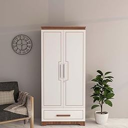 NEUDOT Amber Delight Engineered Wood 2 Door Wardrobe | Almirah | Wardrobe with Hanging Rodes and Lock | Storage Organizer | Multipurpose Almirah | 1 Hanger Stand - 4 Shelves, 1 Year Warranty-picture-25