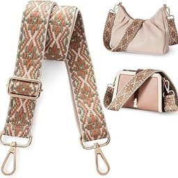 Lyrovo Adjustable Purse Strap Replacement for Women, 1.5" Wide Crossbody Shoulder Strap Boho Handbag Strap (Bohemia-Beige Green)-32