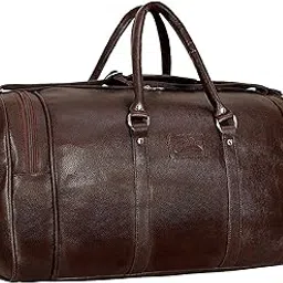 leather world Duffle Bag 55 L Brown Vegan Leather Weekender Travel Luggage Bag with Detachable Shoulder Strap for Men & Women (Brown)-picture-0