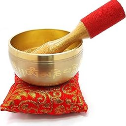 Uv Creation Tibetan Singing Bowl 3.5 Inch Set Meditation Bowl With Gautam Buddha Design Inside (Gold, Grey)-image-64