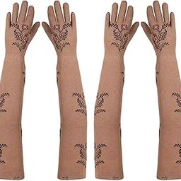 Women’s Summer Sun Protection Hand Gloves (Pack 2) – Cotton Printed Long Sleeves Gloves | Full Hand Gloves for Protection from Sun Burn/Heat/Pollution | Stylish Arm Sleeves-image-76
