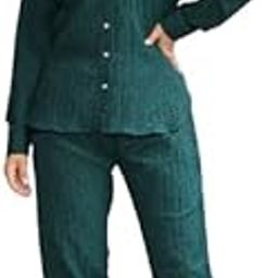 Two Piece Sets for Women Summer Outfits Dressy Casual Long Sleeve Button Down Shirt Wide Leg Pants Lounge Set-image-36