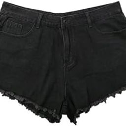 Plus Size Women Non Stretch Denim Regular Fit Shorts with Rugged Bottom Edge - MID Rise - Faded Black Color - Waist Size (XL) 34" to (5XL) 42" inches-image-22