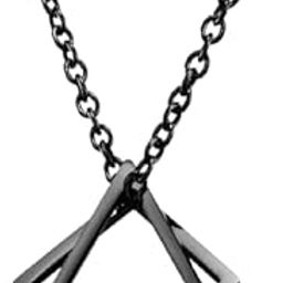 Stylish Black Color Stainless Steel Funky Geometric Interlocking Triangle Square Design Hip Hop Locket Pendant Necklace With Chain-14