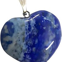 Lapis Lazuli Crystal Heart Shape Pendant, Symbol of Love, Peace and Success-image-1