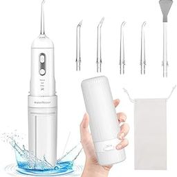 HANNEA® Dental Flosser for Teeth Cleaner, Cordless Water Oral Irrigator 4 Cleaning Mode with 5 Jet Tips Water Dental Floss IPX7 Powerful battery for Teeth Cleaning Braces, Home, Travel-31