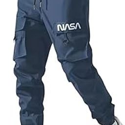 Men's Everyday Comfort Lycra Pants with Drawstring | Stretchable and Suitable for Sports and Outdoor Wear [Blue::NASA, 2XL]-image-14