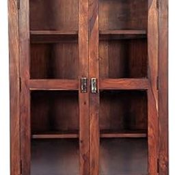 KARINA FURNITURE™Sheesham Wood Bookshelf Display Cabinet for Living Room Hall Home (Honey Oak Finish)-21