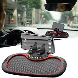 Car Dashboard Phone Holder, 360-Degree Rotating Mount, Anti-Slip Silicone Pad, Phone Stand with Storage Tray-15