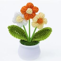 INOCEAN Knitted Flowers, Crochet Flowers, Handmade Knitted Daisy Décor for Desk, Nursery Gift, Cheerful Home Accent for Women (Yellow)-14