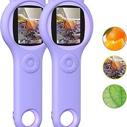 2Pcs Purple Kids Microscope-200X Fixed Focus Miniscope Portable Handheld Pocket Microscope -Science Toy for Toddlers, Christmas Birthday Gifts for Age 3 4 5 6 7 8 9 10 11 12 Girls Boys-6