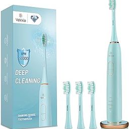 Vekkia Electric Toothbrush, Sonic Cleaning Rechargeble Toothbrush with Timer, Pressure Sensor, 4 Modes, 4 Brush Heads, Last up to 180 Days, Best Toothbrush for Adults (Blue Diamond)-22